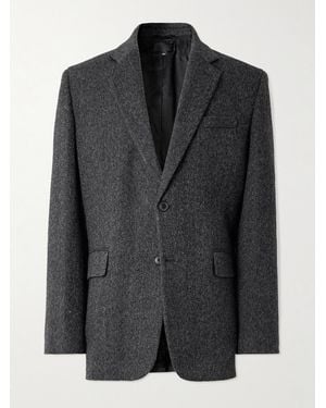Nili Lotan Roy Suede-Trimmed Herrinbone Wool Blazer - Black