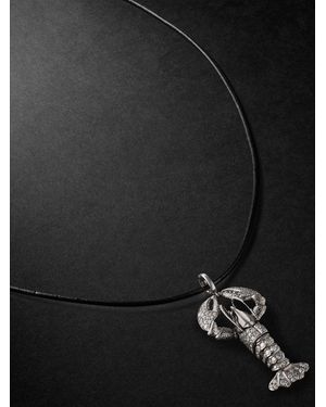 Annoushka Lobster Locket 18-Karat Blackened, Diamond And Leather Pendant Necklace