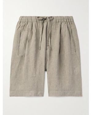 Massimo Alba Kevin Straight-Leg Pleated Linen Drawstring Shorts - Natural