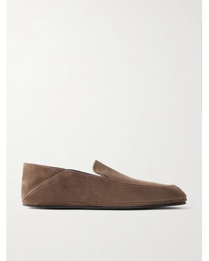 John Lobb Kingston II Collapsible-Heel Suede Loafers - Braun