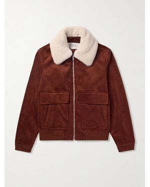 MR P. Shearling-Trimmed Cotton-Corduroy Bomber Jacket - Red
