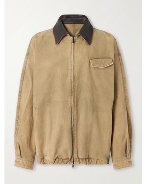 Ssstein Leather-Trimmed Cotton-Corduroy Jacket - Natural