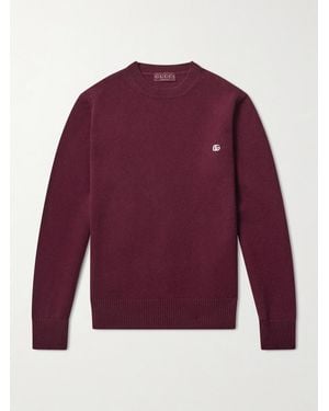 Gucci Logo-Embroidered Wool And Cashmere-Blend Jumper - Purple