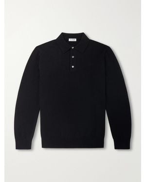 De Petrillo Merino Wool And Cashmere-blend Polo Shirt - Blue