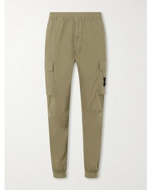 Stone Island Tapered Stretch-Cotton Shell Cargo Trousers - Green