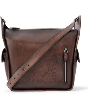 Berluti Périple Scritto Full-Grain Venezia Leather Messenger Bag - Brown