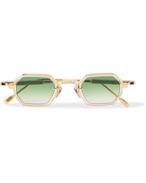 sato Hadar-T Hexagonal-Frame- And-Tone Titanium Sunglasses - Green