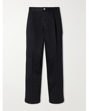 Human Made Tapered Pleated Cotton-Canvas Trousers - Blau