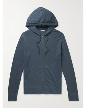 James Perse Loopback Supima Cotton-Jersey Zip-Up Hoodie - Blue