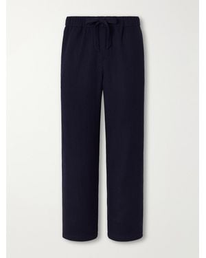 Frescobol Carioca Luan Straight-Leg Wool Drawstring Trousers - Blue