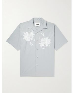 Jil Sander Embroidered Cotton-Poplin Shirt - White