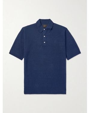 Beams Plus Hemp Polo Shirt - Blue