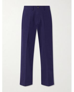 Beams Plus Straight-Leg Herringbone Cotton Trousers - Blau