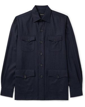 Rubinacci Safari Virgin Wool-Flannel Overshirt - Blue