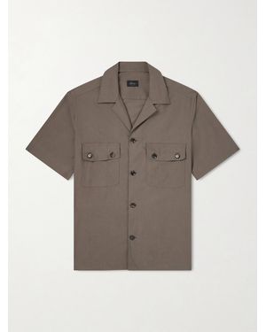 Brioni Convertible-Collar Cotton-Poplin Shirt - Gray