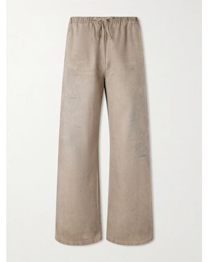 Acne Studios Wide-Leg Paint-Splattered Cotton-Twill Trousers - Natural
