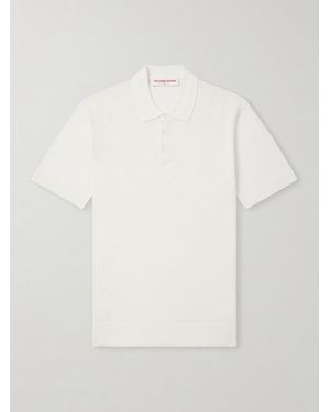 Orlebar Brown Burnham Tie Stitch Ii Silk And Cotton-blend Polo Shirt - White