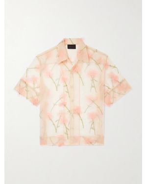 Simone Rocha Carnation Convertible-collar Appliquéd Embroidered Organza Shirt - Natural