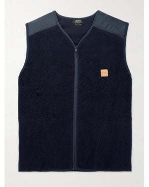 A.P.C. Nate Logo-Appliquéd Shell-Trimmed Fleece Gilet - Blue