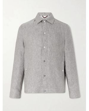 Brunello Cucinelli Hemp And Linen-Blend Twill Blouson Jacket - Grey