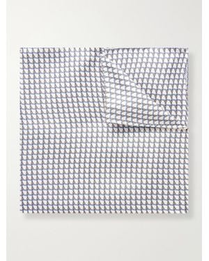 De Petrillo Printed Silk-Twill Pocket Square - White