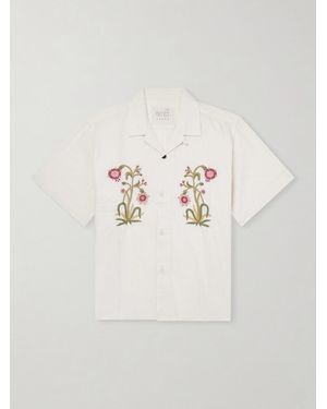 Kardo Ronald Convertible-Collar Embroidered Cotton Shirt - Natural