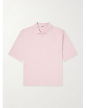 AURALEE Knitted Silk Polo Shirt - Pink