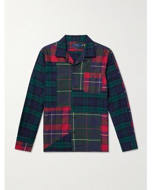 Polo Ralph Lauren Patchwork Checked Cotton-Flannel Shirt - Blue
