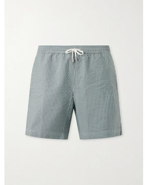 Sunspel Straight-Leg Striped Swim Shorts - Blue