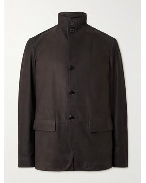 ZEGNA Nehru-Collar Nubuck Jacket - Black