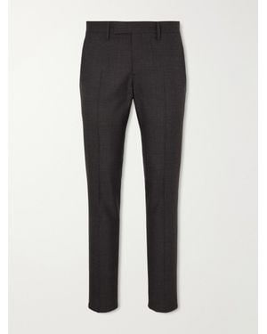 Lardini Prince Of Wales Checked Straight-Leg Wool Trousers - Black