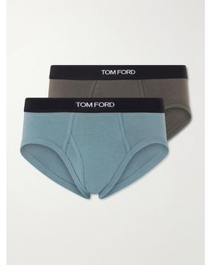 Tom Ford Two-Pack Stretch-Cotton Briefs - Blue