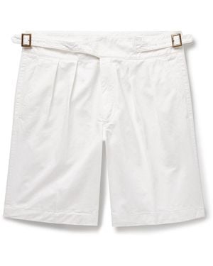 Rubinacci Manny Straight-Leg Pleated Cotton Shorts - White