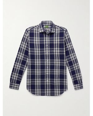 Sid Mashburn Slim-Fit Checked Brushed Cotton-Twill Shirt - Blue