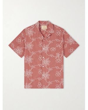 Portuguese Flannel Compota Embroidered Cotton-Blend Shirt - Pink