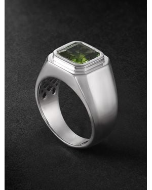 42 Suns 14-Karat Peridot Signet Ring - Black