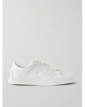 Christian Louboutin Chambelisneak Embellished Perforated Leather Sneakers - Natural