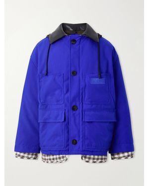 Loewe Leather-Trimmed Cordura Padded Jacket - Blue