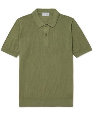 John Smedley Calun Pointelle-Knit Sea Island Cotton Polo Shirt - Green