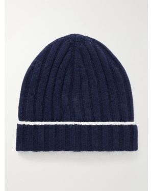 Brunello Cucinelli Ribbed Cashmere Beanie - Blue