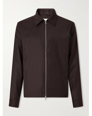 NN07 Alban 10052 Brushed Wool-Blend Flannel Blouson - Black