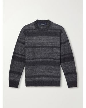 Comme des Garçons Striped Brushed Wool-Blend Sweater - Blue