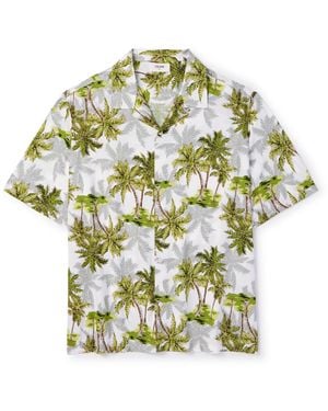 Celine Convertible-Collar Printed Voile Shirt - Green