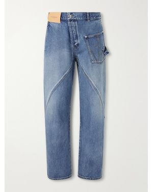 JW Anderson Twisted Logo-Debossed Straight-Leg Jeans - Blue