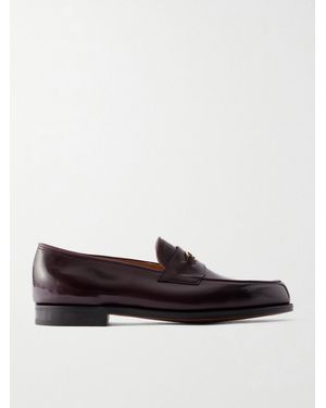 John Lobb Lopez Embellished Leather Penny Loafers - Red