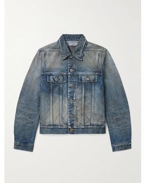Rick Owens Distressed Denim Trucker Jacket - Blue