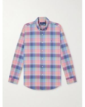Polo Ralph Lauren Button-Down Collar Logo-Embroidered Checked Cotton Shirt - Pink