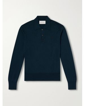 Ami Paris Merino Wool Polo Shirt - Blue