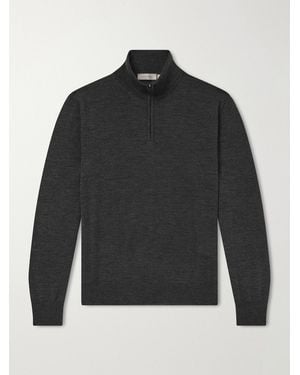 Canali Wool Half-Zip Sweater - Black