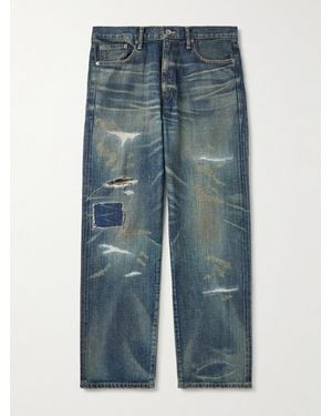 Neighborhood Savage Wide-Leg Distressed Jeans - Blue